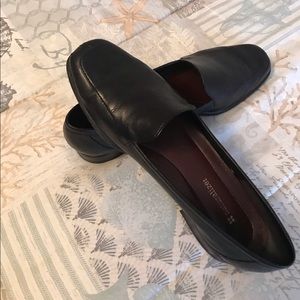 Black leather loafers